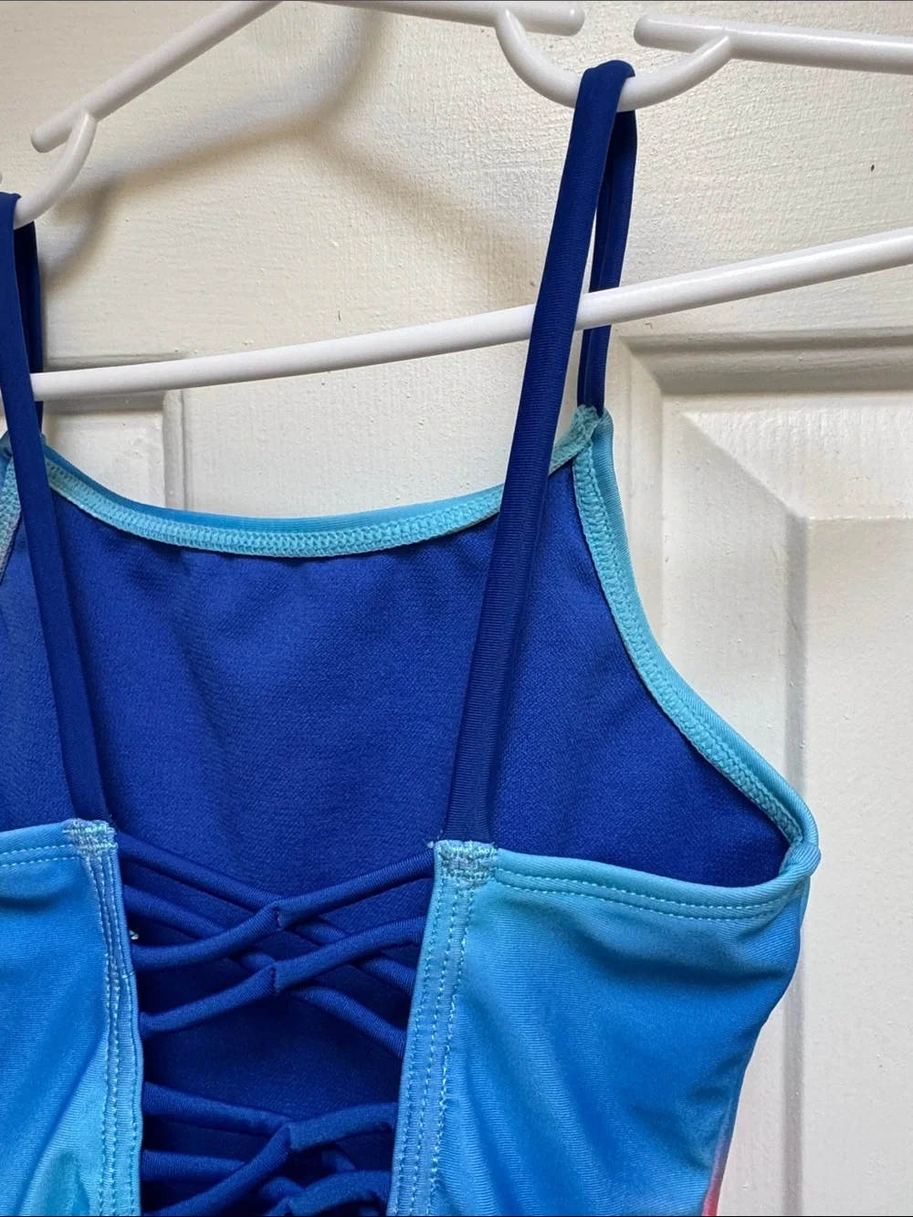 Breaking Waves Girls 6 Rainbow & Blue 1 Piece Swimsuit Bodysuit Red Green Purple